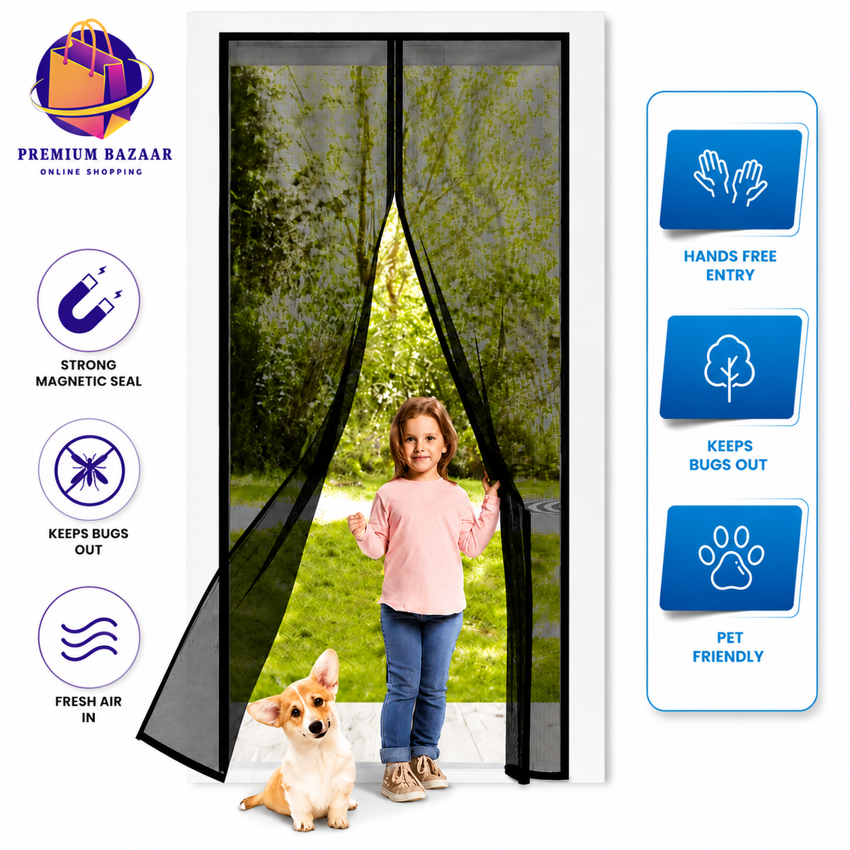 Magnetic Mosquito Mesh Door Net – Hands-Free Automatic Closing Insect Screen